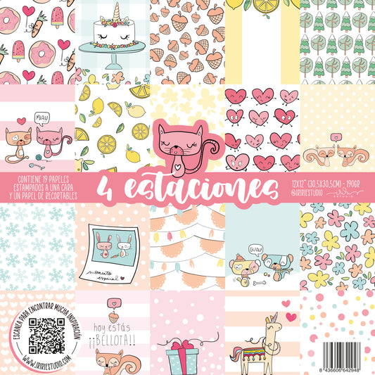 KIT 20 PAPELES 4 ESTACIONES 12X12" - SCRAPBOOKING