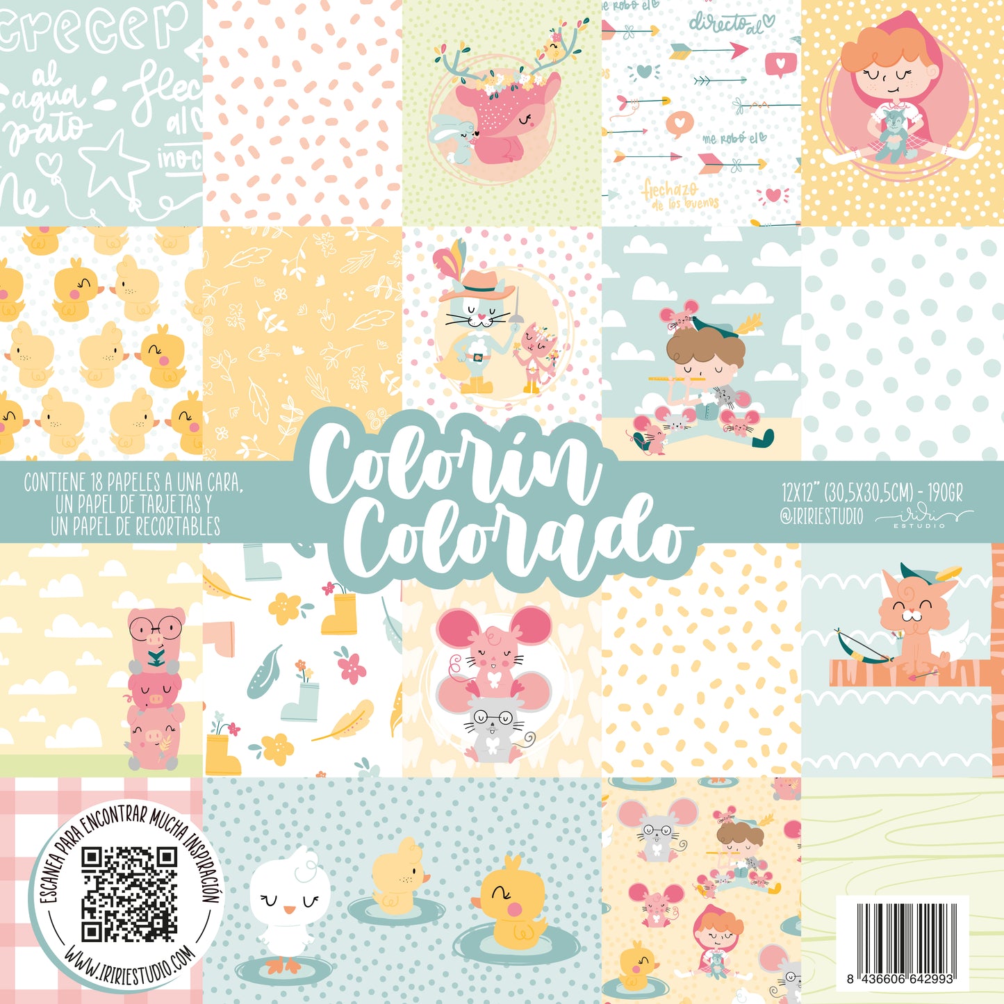 KIT 20 PAPELES COLORÍN COLORADO 12x12" - SCRAPBOOKING