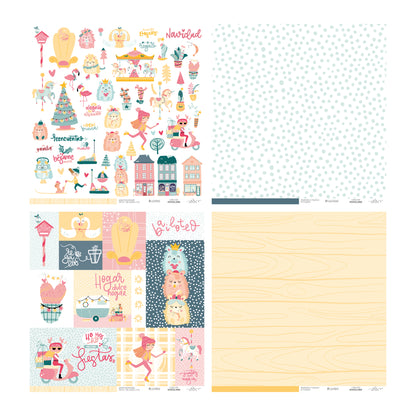 KIT 20 PAPELES HOHOLAND 12X12" UNA CARA - SCRAPBOOKING