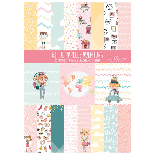 KIT 20 PAPELES AVENTURA 6X8" - SCRAPBOOKING