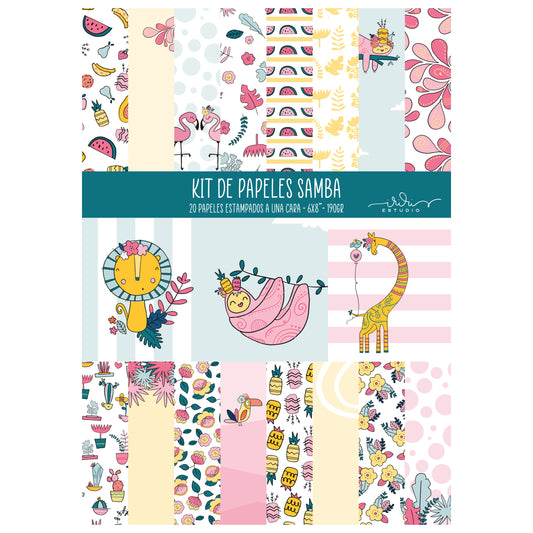 KIT 20 PAPELES SAMBA 6X8" - SCRAPBOOKING